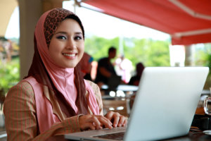 A beautiful woman using laptop